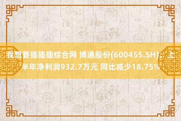 我想要插插插综合网 博通股份(600455.SH)：上半年净利润932.7万元 同比减少18.75%